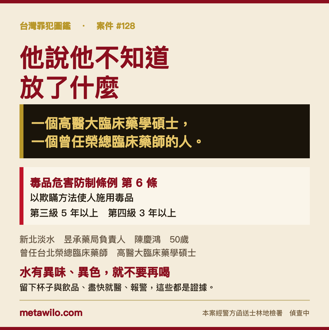 台灣罪犯圖鑑 #128 陳慶鴻 案件圖卡