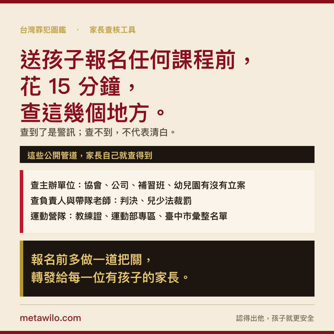 送孩子報名任何課程的安全查核指南