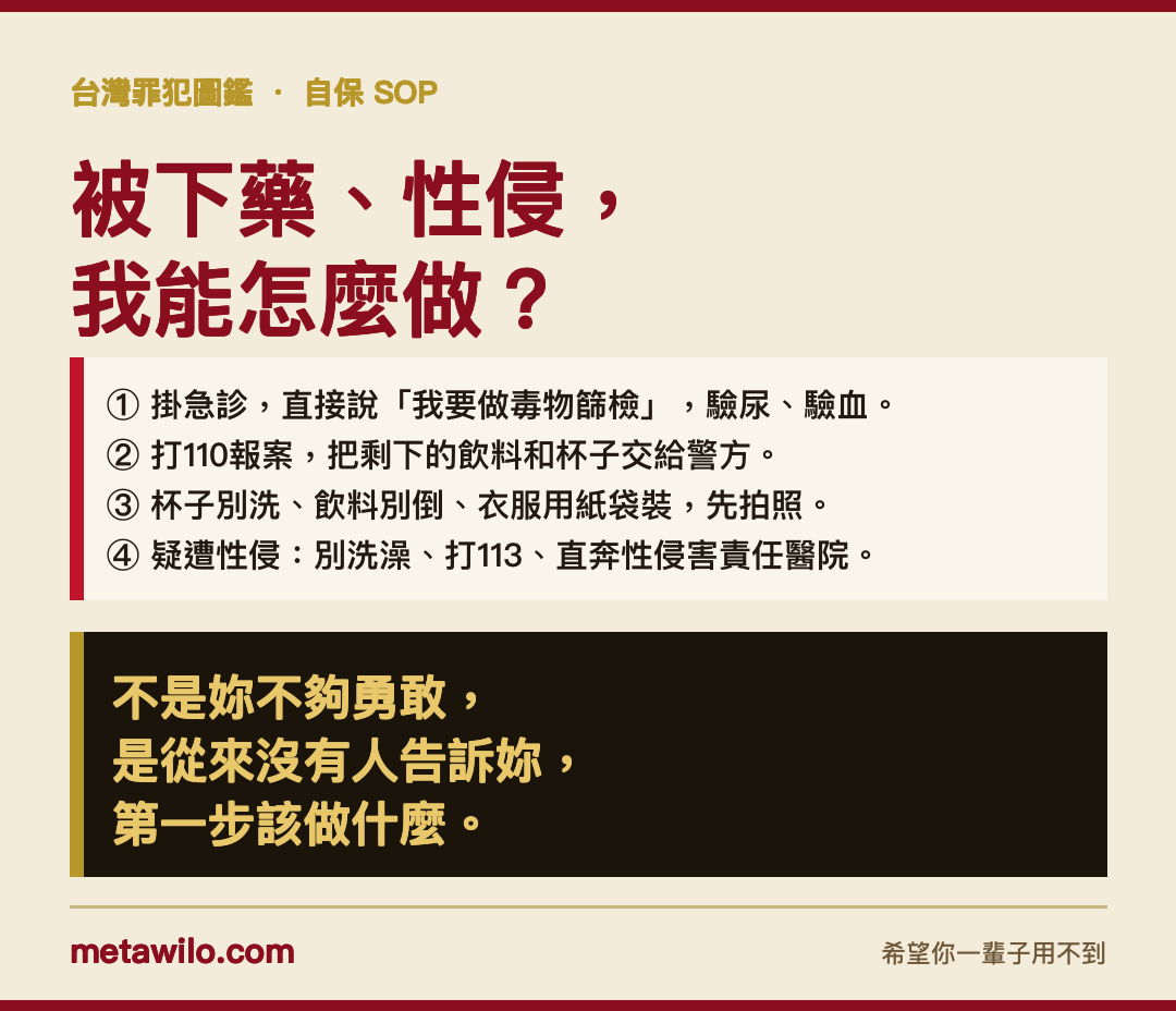 被下藥、性侵，我能怎麼做？四步驟自保SOP